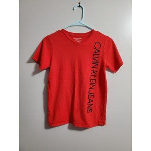 V-Neck S/S T-Shirt Red with Black lettering Boys Sz M (10/12)